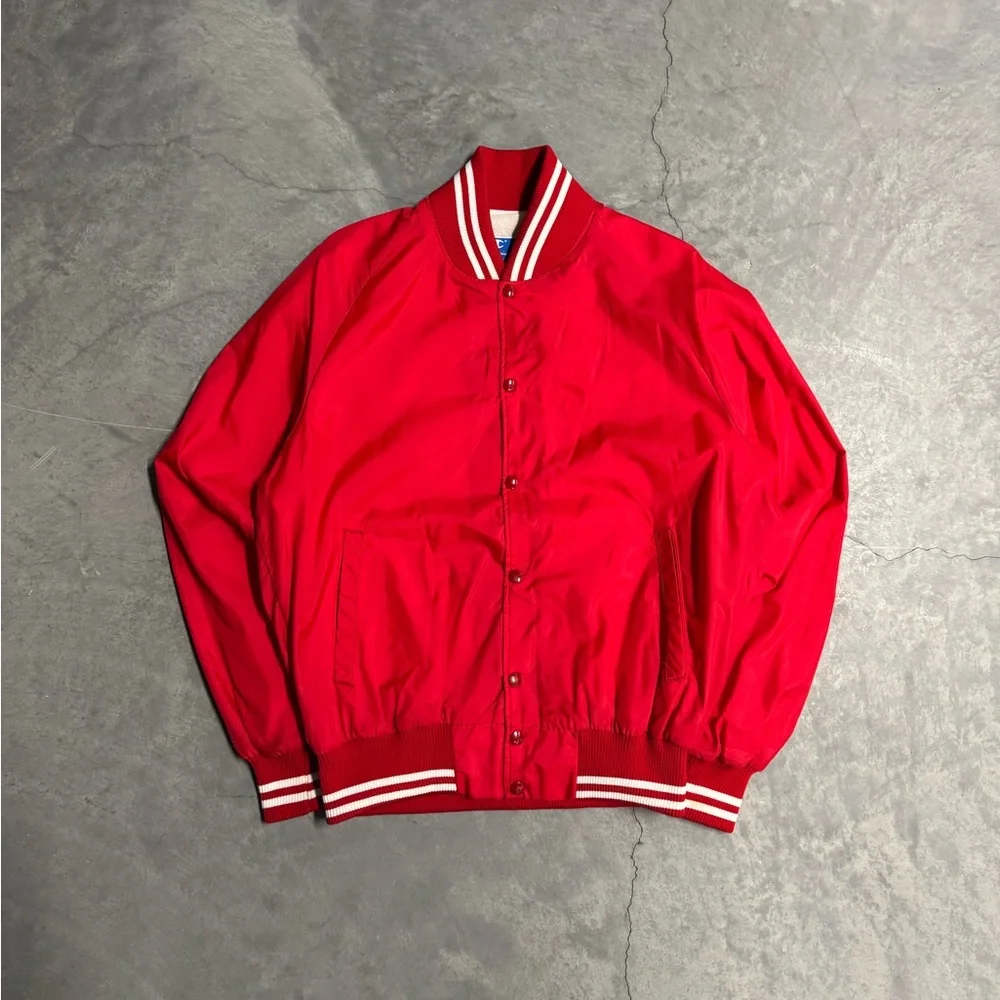 Vintage Champion Red Varsity-Style Men's Bomber Jacket - Picture 1 of 6